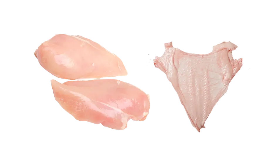 Конечный продукт — ровное куриное филе после автоматической обвалки